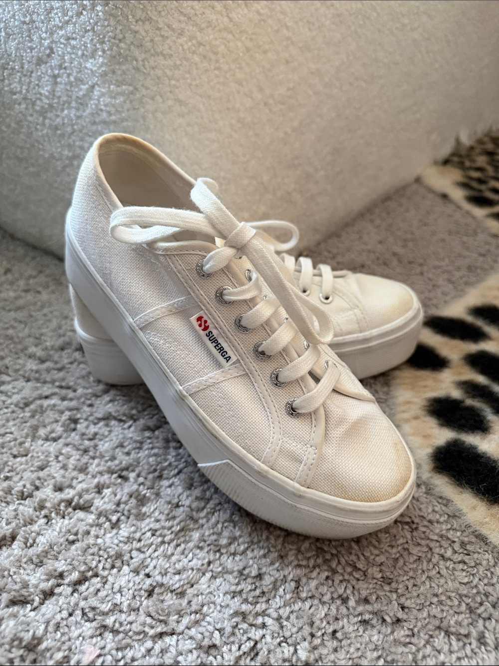 Superga Cream Platform Canvas Sneaker
